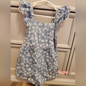 GAP Light Blue Daisy Print Kids Romper 4t